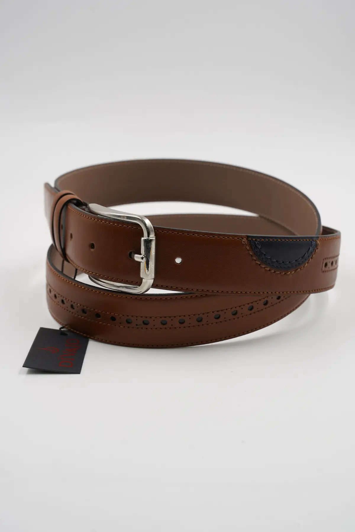 Genuine Leather Classic Tan Patterned Suit Belt