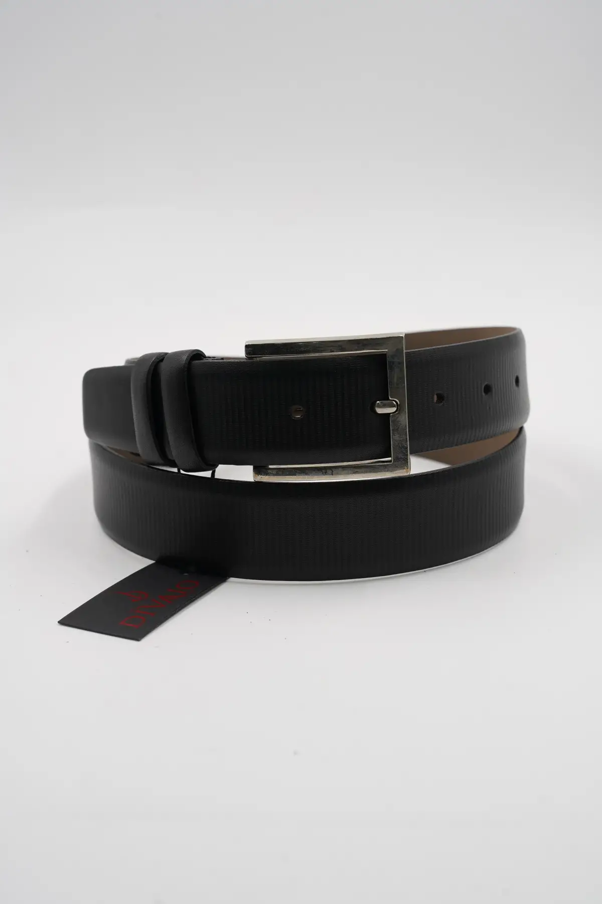 Genuine Leather Classic Antique Black Patterned Suit Belt