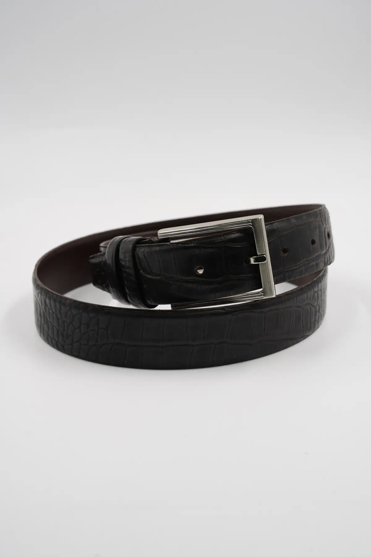 Genuine Leather Classic Crocodile Brown Patterned Suit Belt