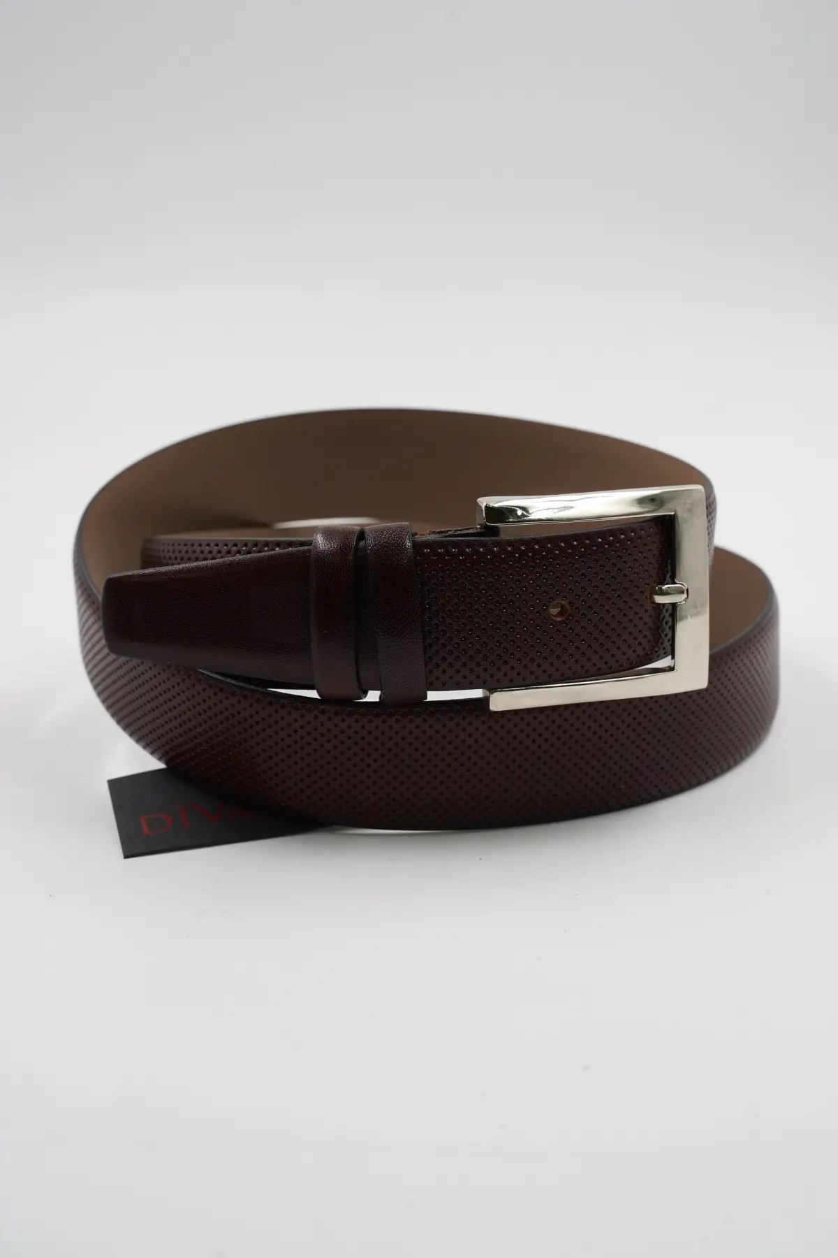 Genuine Leather Classic Tan Perforated Pattern Suit Belt