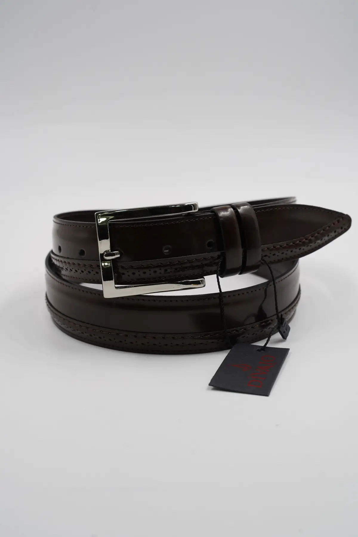 Genuine Leather Classic Brown Color Patterned Suit Belt