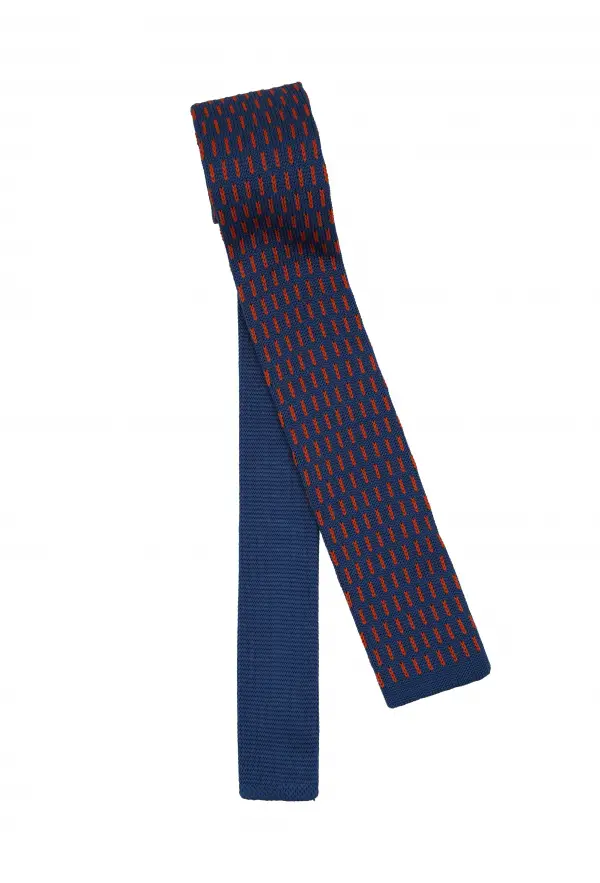 Navy Blue Patterned Tie