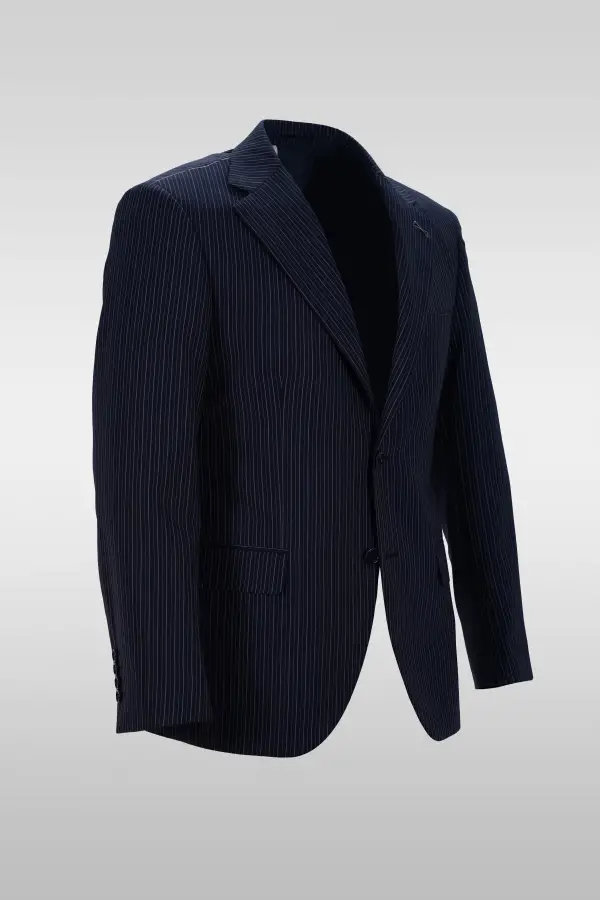 Navy Blue Striped Suit