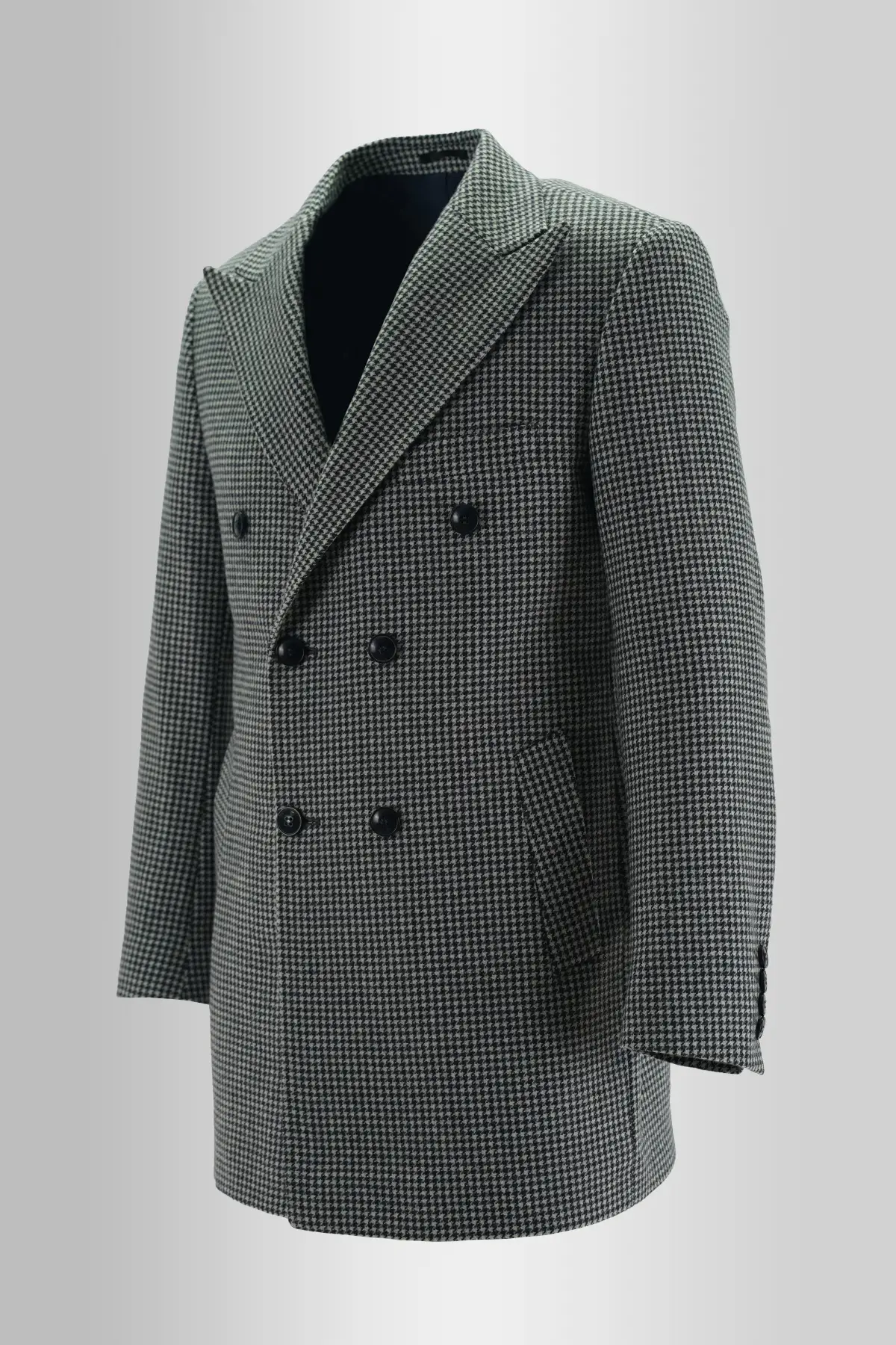 Gray Checkered Buttoned Coat