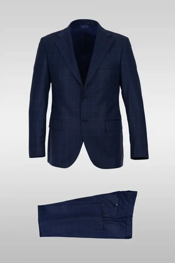 Navy Checked Suit