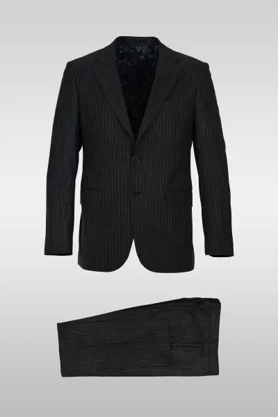 Dark Gray Striped Suit