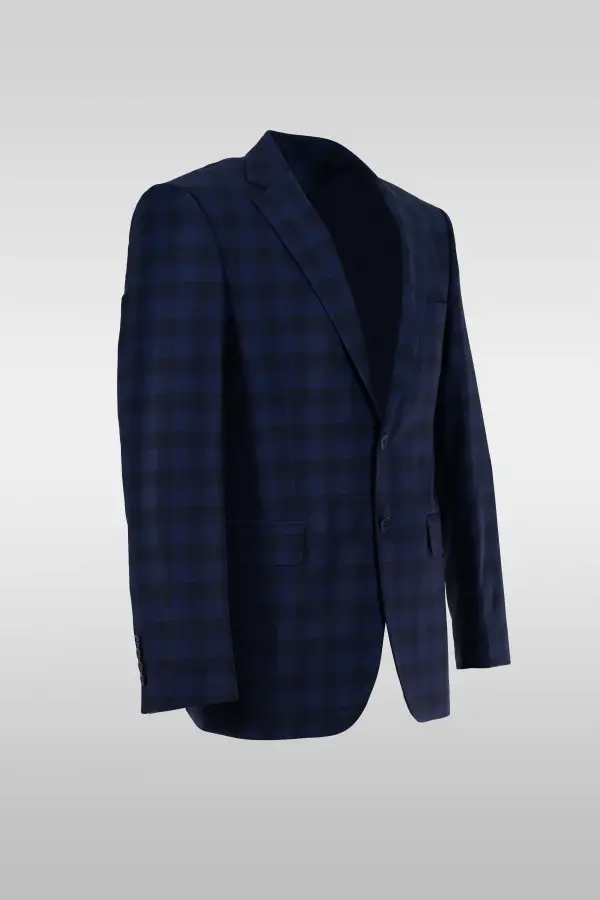 Navy Checked Suit