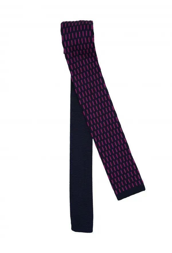 Navy Blue Purple Patterned Tie