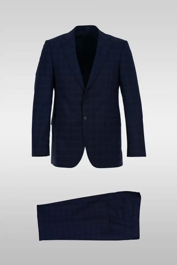 Navy Checked Suit