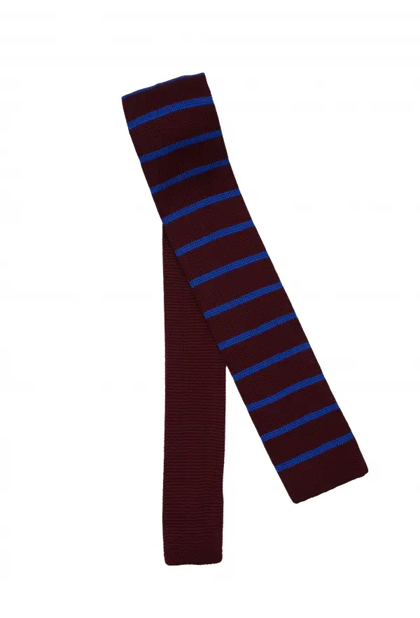 Burgundy Blue Patterned Tie