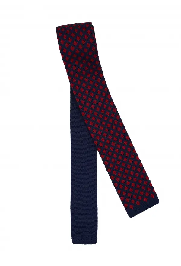 Navy Blue Red Patterned Tie