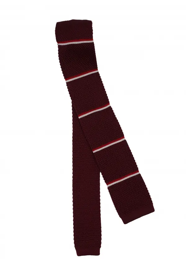 Burgundy Striped Patterned Tie