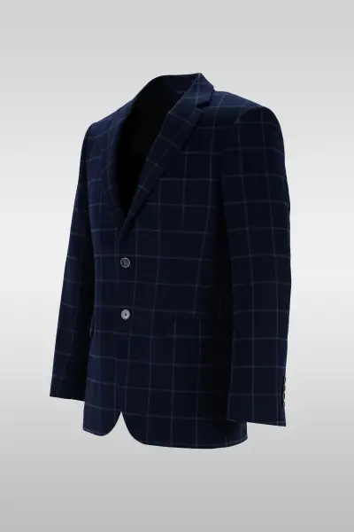 Navy Checkered Jacket