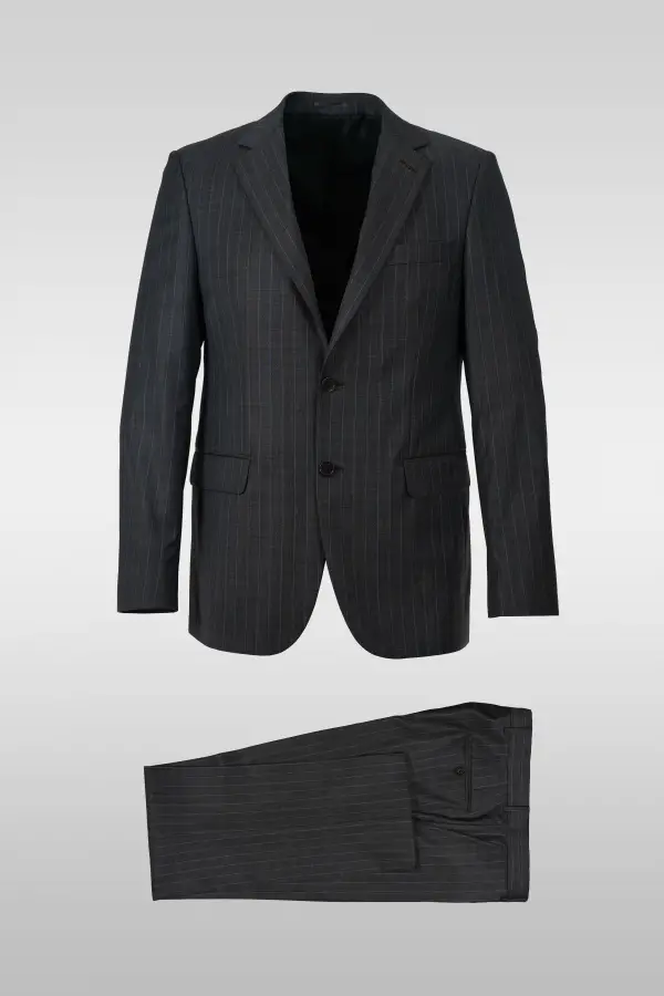 Gray Blue Striped Suit