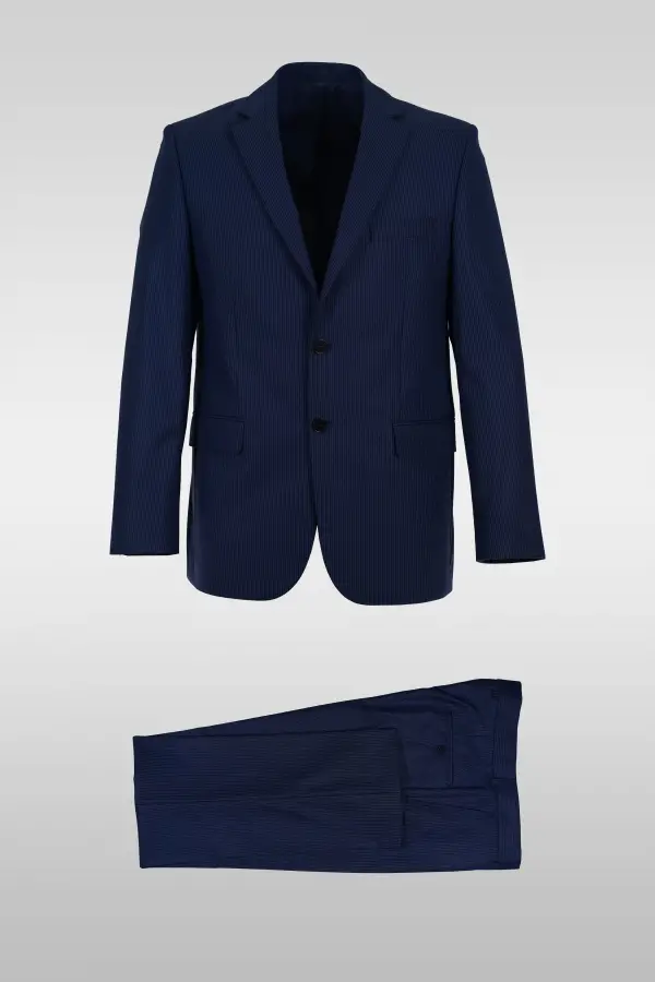 Striped Navy Blue Suit