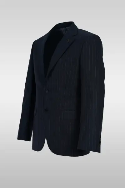 Striped Dark Navy Blue Suit