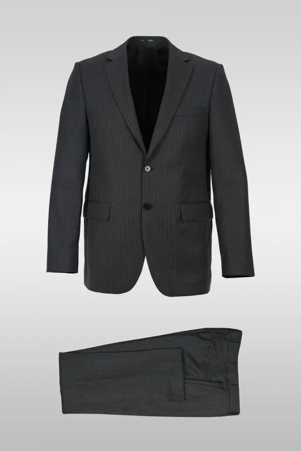 Dark Gray Striped Suit